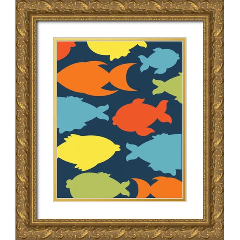 Fish II Gold Ornate Wood Framed Art Print with Double Matting by Robinson, Tamara