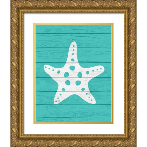 Star Fish Gold Ornate Wood Framed Art Print with Double Matting by Robinson, Tamara
