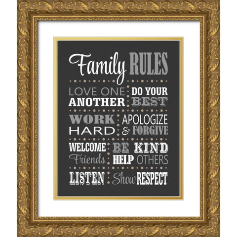 Family Rules II Gold Ornate Wood Framed Art Print with Double Matting by Robinson, Tamara