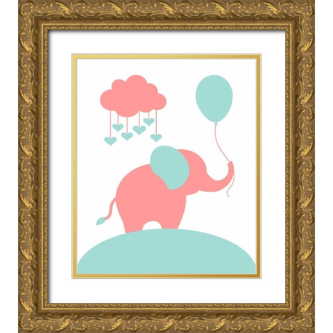 Elephant Gold Ornate Wood Framed Art Print with Double Matting by Robinson, Tamara