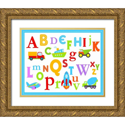 Transportation ABCs Gold Ornate Wood Framed Art Print with Double Matting by Robinson, Tamara
