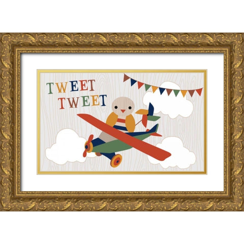 Toy Box Airplane Gold Ornate Wood Framed Art Print with Double Matting by Robinson, Tamara