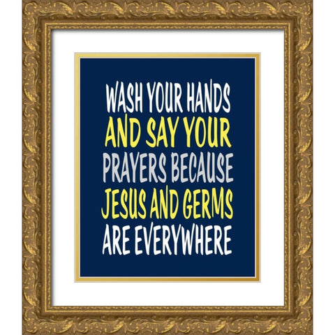 Wash Your Hands Jesus Gold Ornate Wood Framed Art Print with Double Matting by Robinson, Tamara