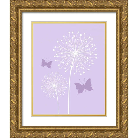 Butterfly Dandelion Gold Ornate Wood Framed Art Print with Double Matting by Robinson, Tamara