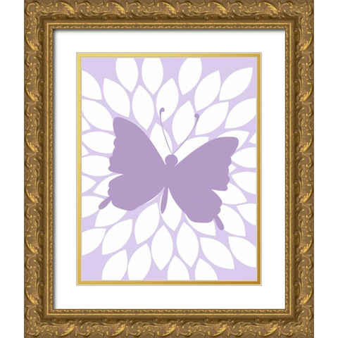 Butterfly Flower Gold Ornate Wood Framed Art Print with Double Matting by Robinson, Tamara