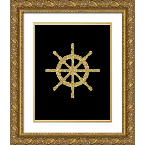 Glitter Wheel Gold Ornate Wood Framed Art Print with Double Matting by Robinson, Tamara