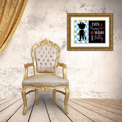 Pirate Bathroom Gold Ornate Wood Framed Art Print with Double Matting by Robinson, Tamara