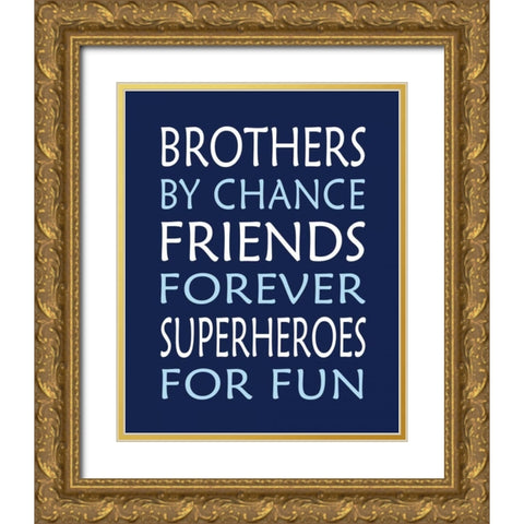 Brothers Superhero Gold Ornate Wood Framed Art Print with Double Matting by Robinson, Tamara