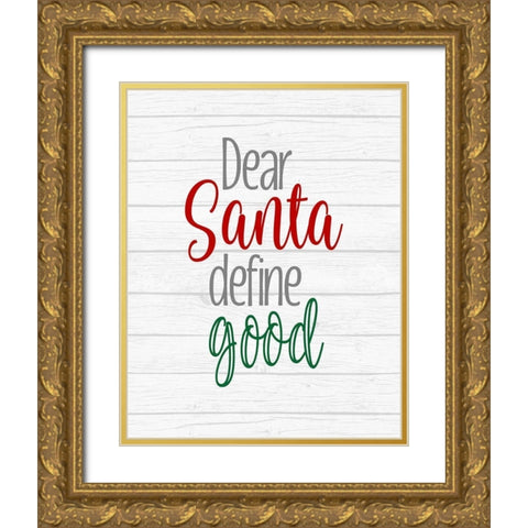 Deer Santaâ€¦ Gold Ornate Wood Framed Art Print with Double Matting by Robinson, Tamara