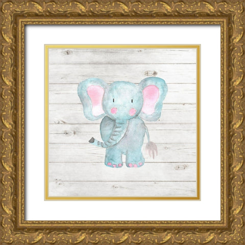 Watercolor Elephant Gold Ornate Wood Framed Art Print with Double Matting by Robinson, Tamara