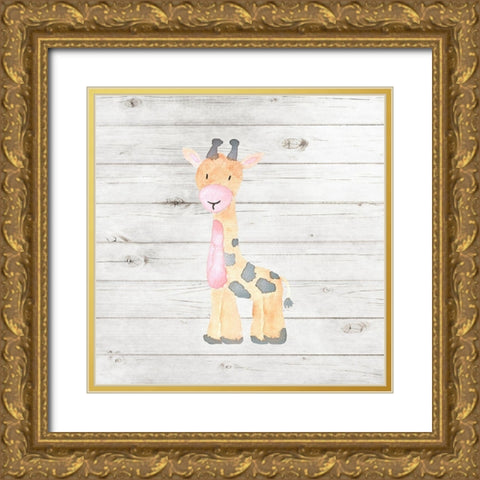 Watercolor Giraffe Gold Ornate Wood Framed Art Print with Double Matting by Robinson, Tamara