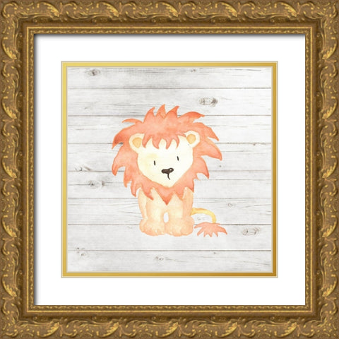 Watercolor Lion Gold Ornate Wood Framed Art Print with Double Matting by Robinson, Tamara