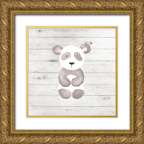 Watercolor Panda Gold Ornate Wood Framed Art Print with Double Matting by Robinson, Tamara