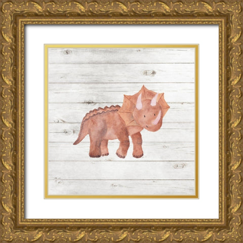 Water Color Dino Gold Ornate Wood Framed Art Print with Double Matting by Robinson, Tamara