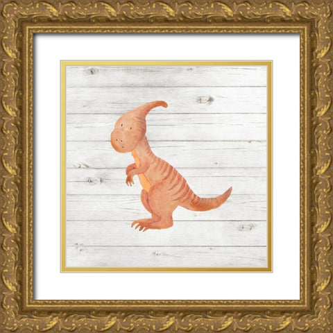 Water Color Dino III Gold Ornate Wood Framed Art Print with Double Matting by Robinson, Tamara