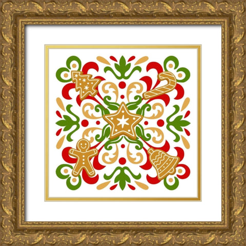 Gingerbread Gold Ornate Wood Framed Art Print with Double Matting by Robinson, Tamara