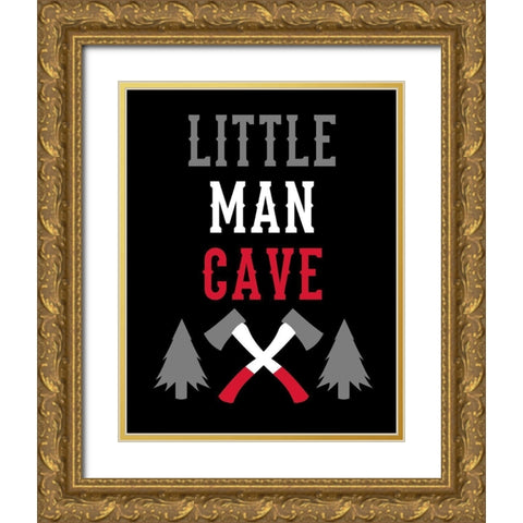 Little Man Cave Lumberjack Gold Ornate Wood Framed Art Print with Double Matting by Robinson, Tamara