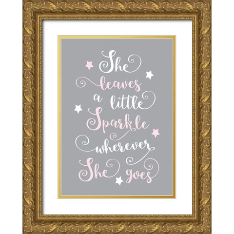 Fairy Sparkle Gold Ornate Wood Framed Art Print with Double Matting by Robinson, Tamara