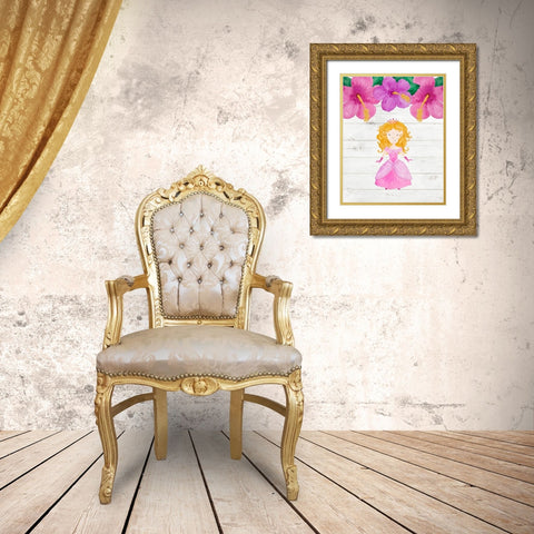 Princess Flowers Gold Ornate Wood Framed Art Print with Double Matting by Robinson, Tamara