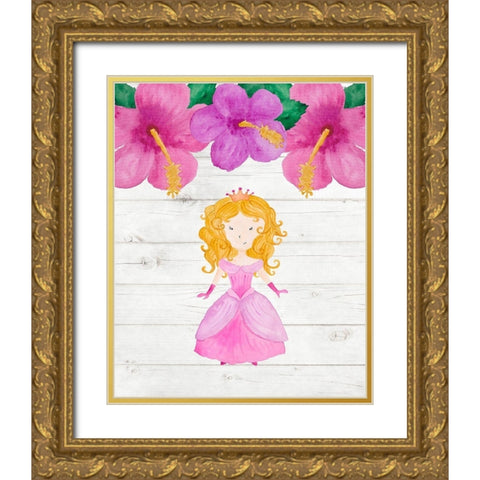 Princess Flowers Gold Ornate Wood Framed Art Print with Double Matting by Robinson, Tamara