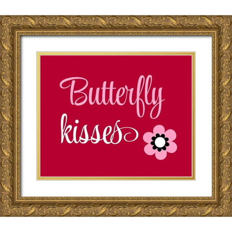 Butterfly Kisses Gold Ornate Wood Framed Art Print with Double Matting by Robinson, Tamara