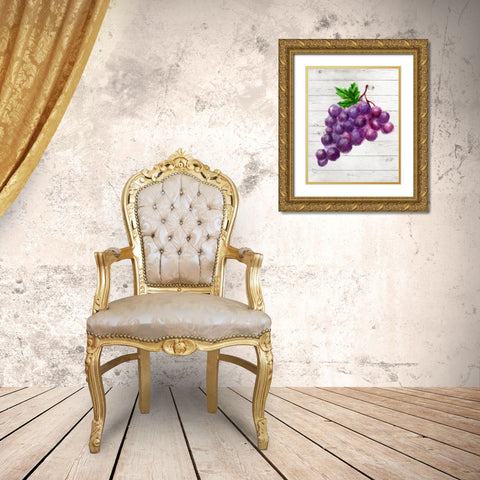 Grapes Gold Ornate Wood Framed Art Print with Double Matting by Robinson, Tamara