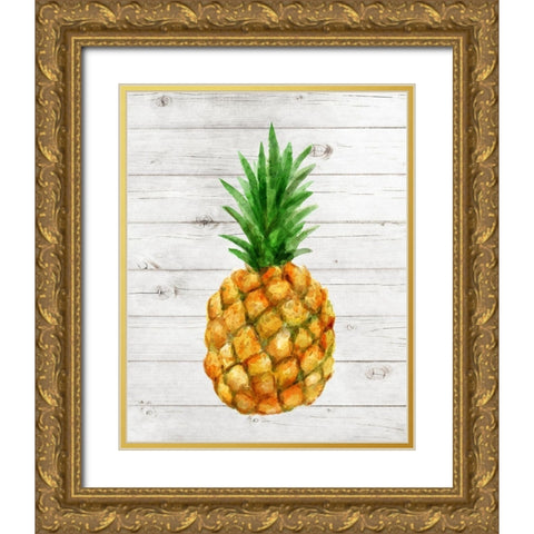 Pineapple Gold Ornate Wood Framed Art Print with Double Matting by Robinson, Tamara