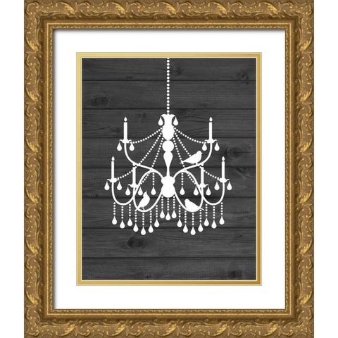 Chandelier Bird II Gold Ornate Wood Framed Art Print with Double Matting by Robinson, Tamara