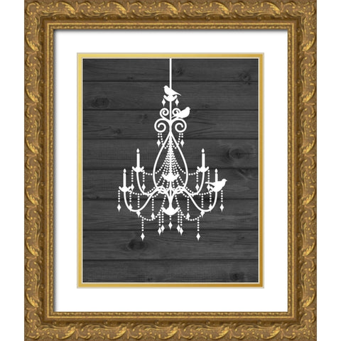 Chandelier Bird III Gold Ornate Wood Framed Art Print with Double Matting by Robinson, Tamara