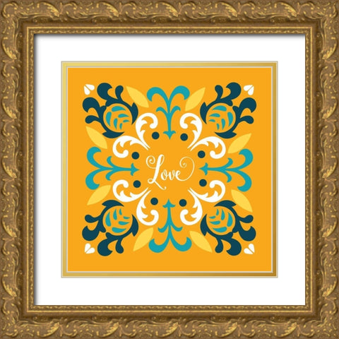 Love Gold Ornate Wood Framed Art Print with Double Matting by Robinson, Tamara