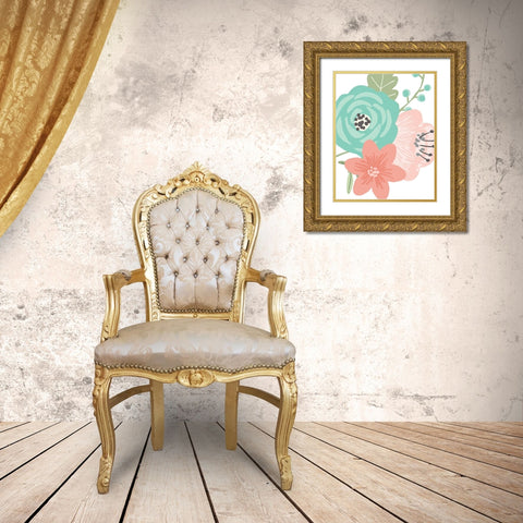 Pastel Floral Bouquet III Gold Ornate Wood Framed Art Print with Double Matting by Robinson, Tamara