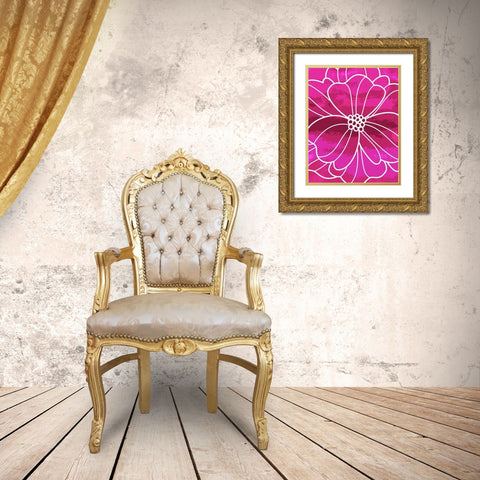 Flower Outline I Gold Ornate Wood Framed Art Print with Double Matting by Robinson, Tamara