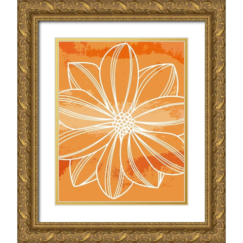 Flower Outline II Gold Ornate Wood Framed Art Print with Double Matting by Robinson, Tamara