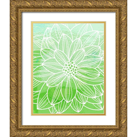Flower Outline III Gold Ornate Wood Framed Art Print with Double Matting by Robinson, Tamara
