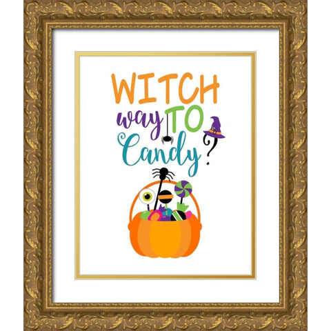 Witch Way to Candy Gold Ornate Wood Framed Art Print with Double Matting by Robinson, Tamara