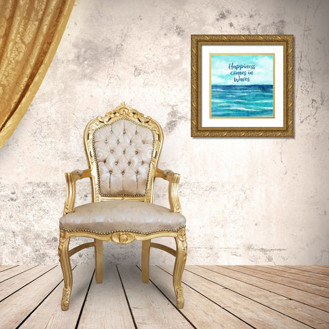 Happiness Comes in Waves Gold Ornate Wood Framed Art Print with Double Matting by Robinson, Tamara