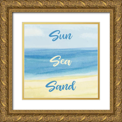 Sun Sea Sad Gold Ornate Wood Framed Art Print with Double Matting by Robinson, Tamara