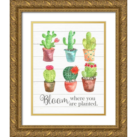 Bloom Where You Are Planted Gold Ornate Wood Framed Art Print with Double Matting by Robinson, Tamara