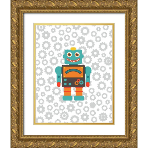 Robot III Gold Ornate Wood Framed Art Print with Double Matting by Robinson, Tamara