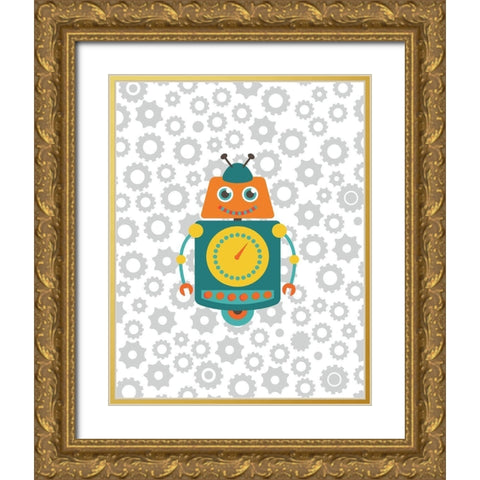 Robot IV Gold Ornate Wood Framed Art Print with Double Matting by Robinson, Tamara