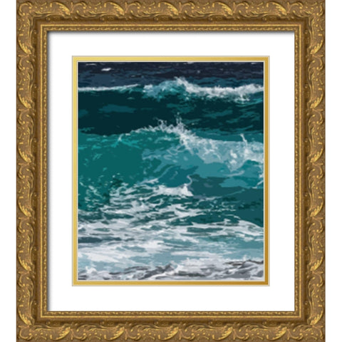 Ocean Waves I Gold Ornate Wood Framed Art Print with Double Matting by Robinson, Tamara