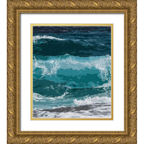 Ocean Waves II Gold Ornate Wood Framed Art Print with Double Matting by Robinson, Tamara