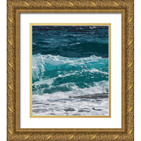 Ocean Waves III Gold Ornate Wood Framed Art Print with Double Matting by Robinson, Tamara