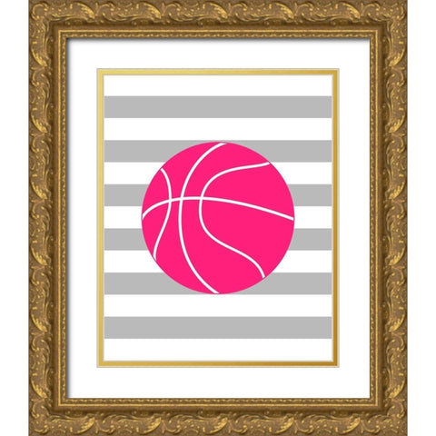 Basketball Stripes Gold Ornate Wood Framed Art Print with Double Matting by Robinson, Tamara