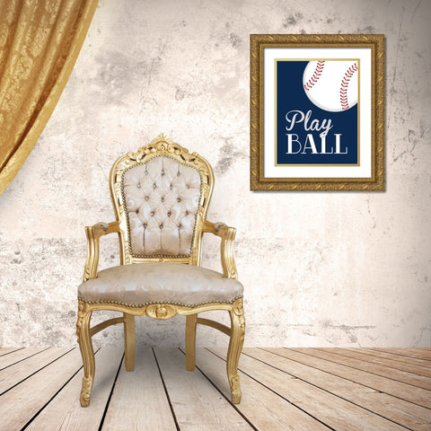 Play Ball Gold Ornate Wood Framed Art Print with Double Matting by Robinson, Tamara