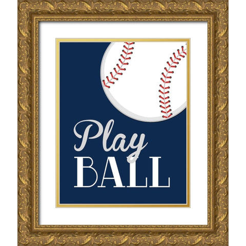 Play Ball Gold Ornate Wood Framed Art Print with Double Matting by Robinson, Tamara
