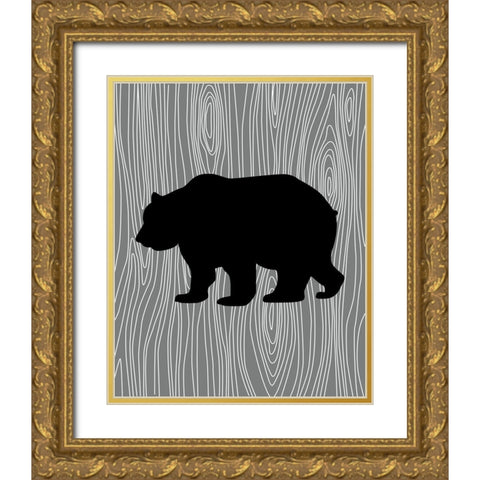 Woodland Bear Gold Ornate Wood Framed Art Print with Double Matting by Robinson, Tamara