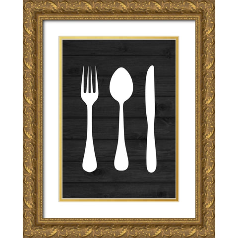 Dining Utensils Gold Ornate Wood Framed Art Print with Double Matting by Robinson, Tamara