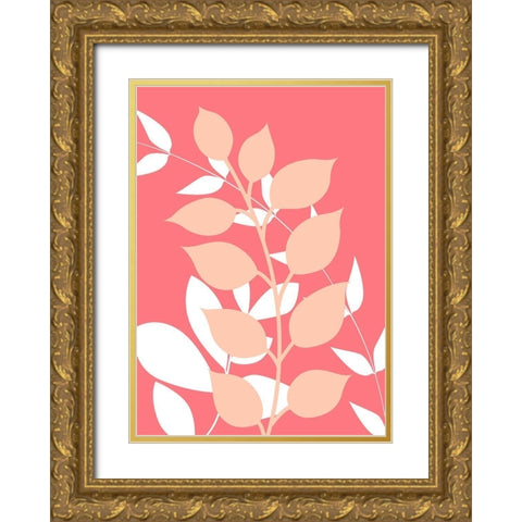 Coral Foliage III Gold Ornate Wood Framed Art Print with Double Matting by Robinson, Tamara