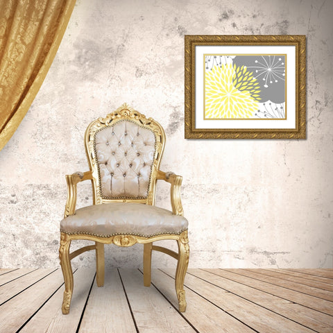 Yellow Foliage Floral Gold Ornate Wood Framed Art Print with Double Matting by Robinson, Tamara